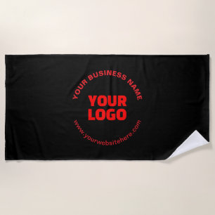 Serviette De Plage Votre logo et texte circulaire modifiable, rouge o