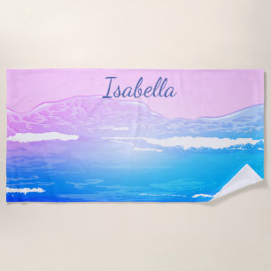 Serviette De Plage Votre nom Custom Beach Scène Summer Ocean Seaside