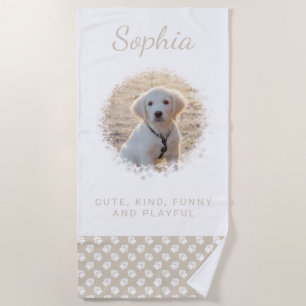 Serviette De Plage Votre photo d'animal de compagnie & empreintes de 