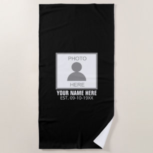 Serviette De Plage Votre photo ici Nom et âge