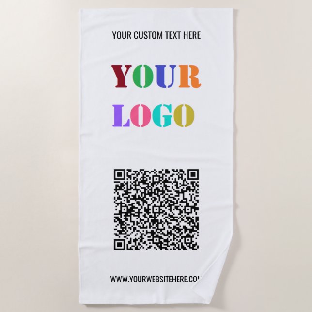 Serviette De Plage Votre QR Code Custom Text Company Logo Beach Towne (Devant)