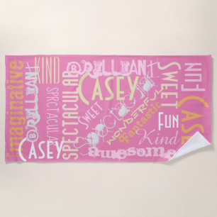 Serviette De Plage Vous êtes des noms personnalisés géniaux en rose