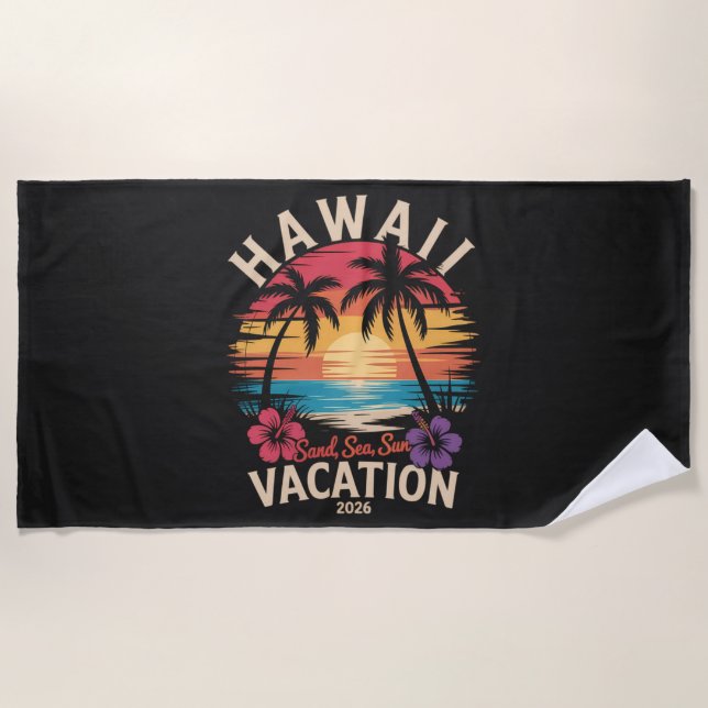 Serviette De Plage Voyage à Hawaï 2026 Vacances d'été Plage (Devant)