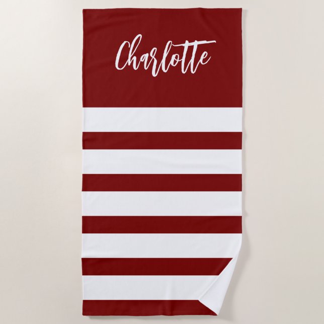 Serviette De Plage Voyage à la plage White Stripes Thème Nautique Per (Devant)