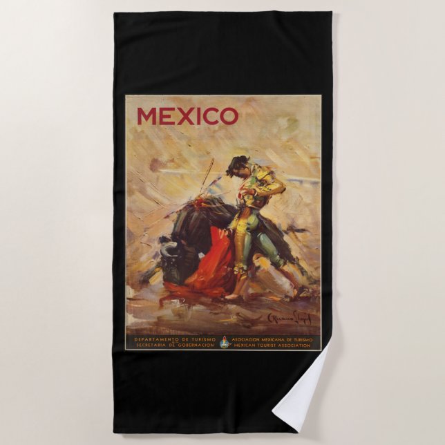 Serviette De Plage Voyage au Mexique Vintage Matador de Tauromachie (Devant)