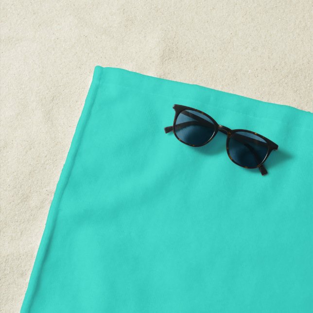 Serviette De Plage Vrai Turquoise Bleu Vert Couleur Uni Sud-Ouest (En situation)