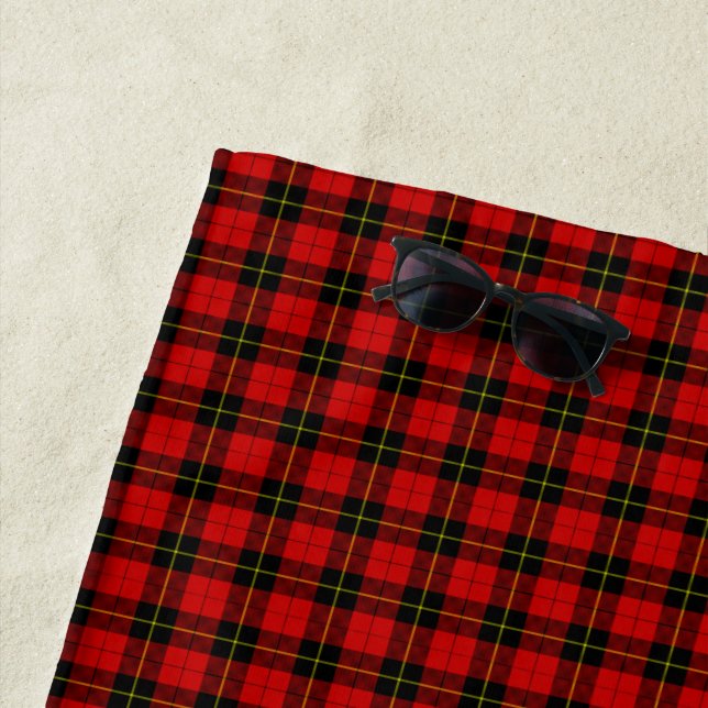 Serviette De Plage Wallace tartan rouge noir plaid (En situation)