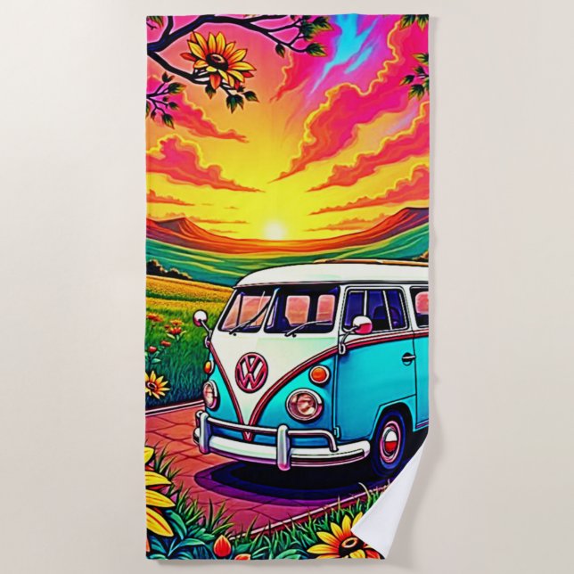 Serviette De Plage Wanderlust Van Sunset Art (Devant)