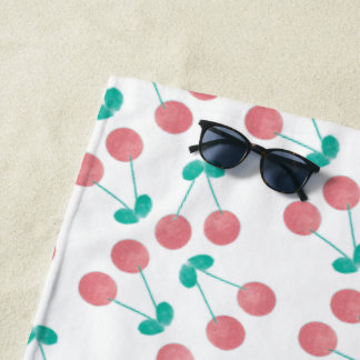 Serviette De Plage Watercolor Cherries Pattern