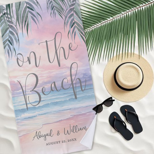 Serviette De Plage Watercolor On The Beach Wedding (Watercolor On The Beach Wedding Towel )