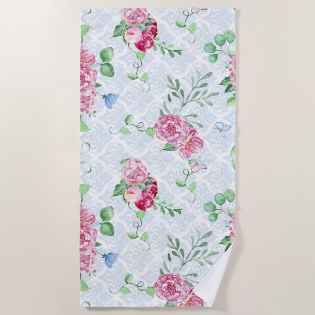Serviette De Plage watercolor peony (Devant)