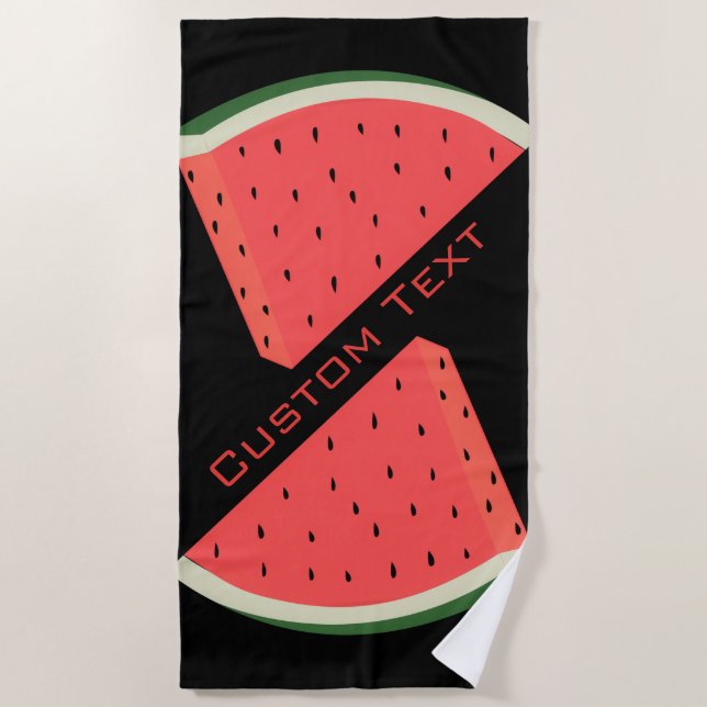 Serviette de plage Watermelon avec texte et couleu (Devant)