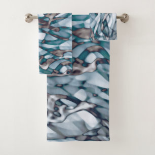 Serviette de plage Wavy Blue Gold Abstrait Art Bea