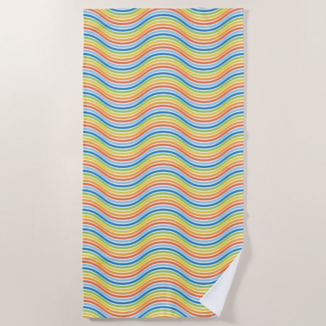 Serviette de plage Wavy Lines colorée (Devant)