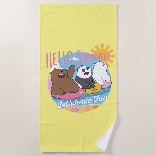 Serviette De Plage We Bare Bears - Bonjour l'été ! Amusons-nous (Devant)