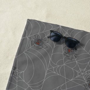 Serviette De Plage Web et citrouilles d'araignées d'Halloween