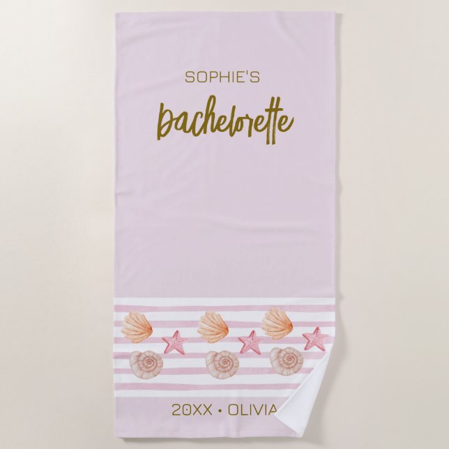 Serviette De Plage Week-end de bachelorette rose tropical personnalis (Devant)