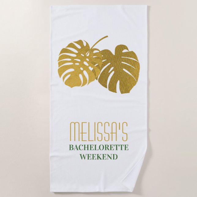 Serviette De Plage Week-end de célibataire aux feuilles de Monstera e (Devant)