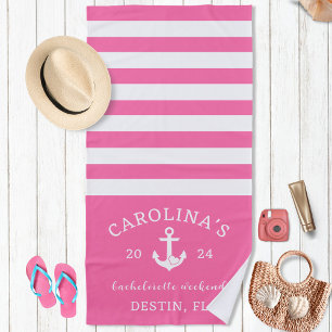 Serviette De Plage Week-end de célibataire Cœur Naudique Rose & Blanc