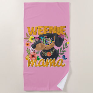 SERVIETTE DE PLAGE WEENIE MAMA DACHSHUND