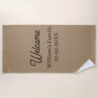 Serviette De Plage Welcome home add family name house inauguration 