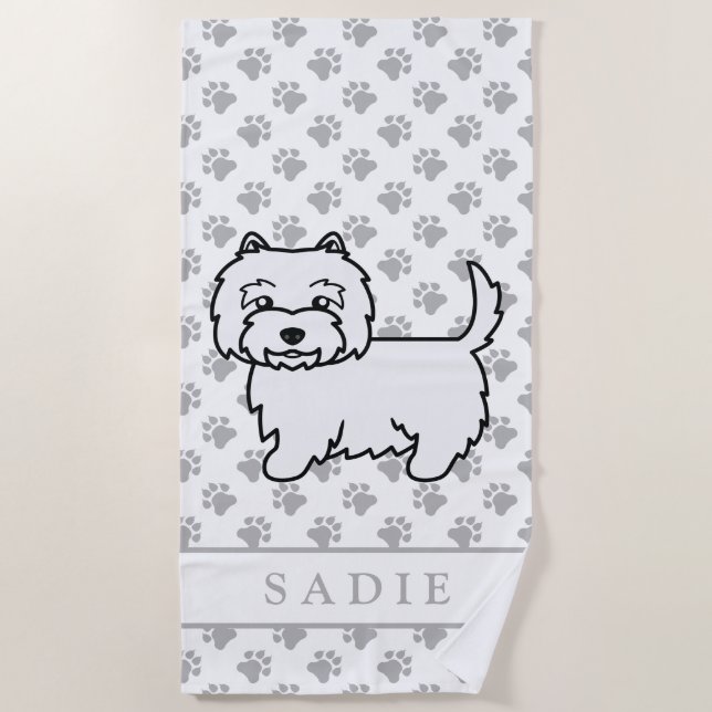 Serviette De Plage West Highland White Terrier Cartographie Chien et  (Devant)