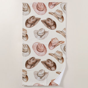 Serviette De Plage Western Cowgirl Pink Casquettes Brown