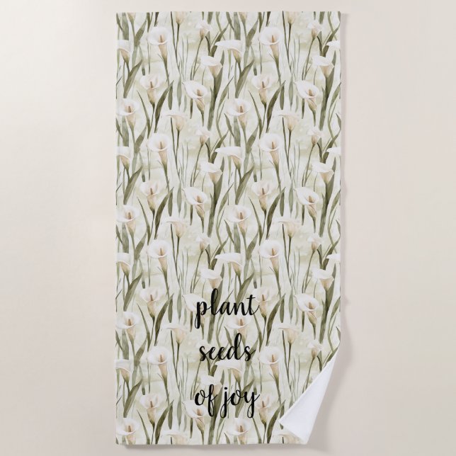Serviette De Plage White Calla Lily Floral Joie (Devant)