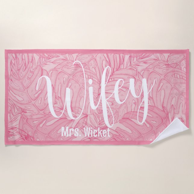 Serviette de plage Wifey Hawaiian (Devant)