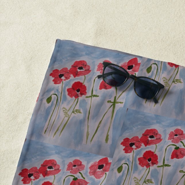 Serviette de plage Wild Red Poppies (En situation)
