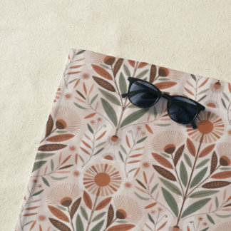 Serviette De Plage Wildflowers And Leaves Seamless Pattern