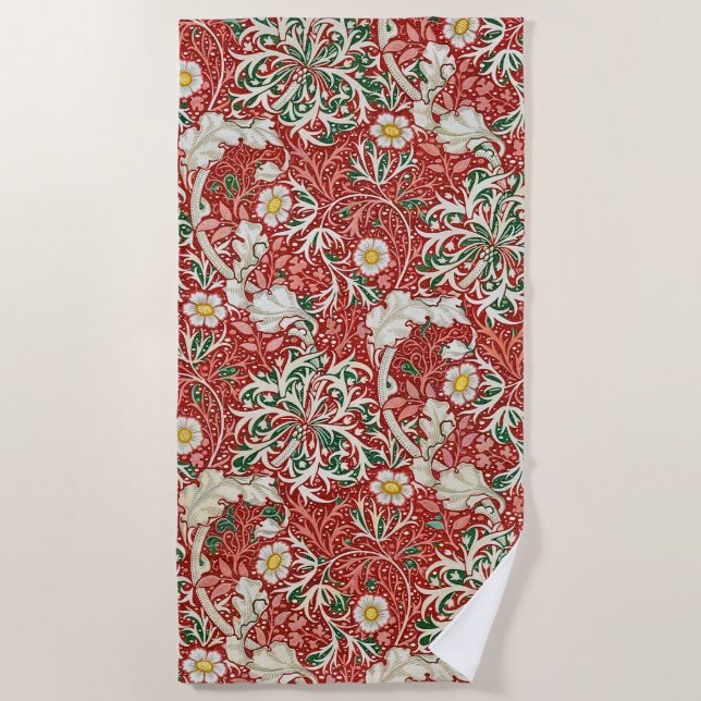 Serviette De Plage William Morris Fleur d'antiquité aux algues Vert r (Devant)