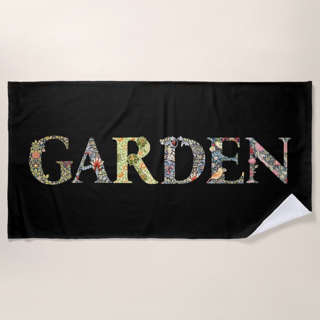 Serviette De Plage William Morris Floral Garden Moto et cadre (Devant)