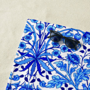Serviette De Plage William Morris Hyacinth Imprimer, Cobalt Bleu & Bl