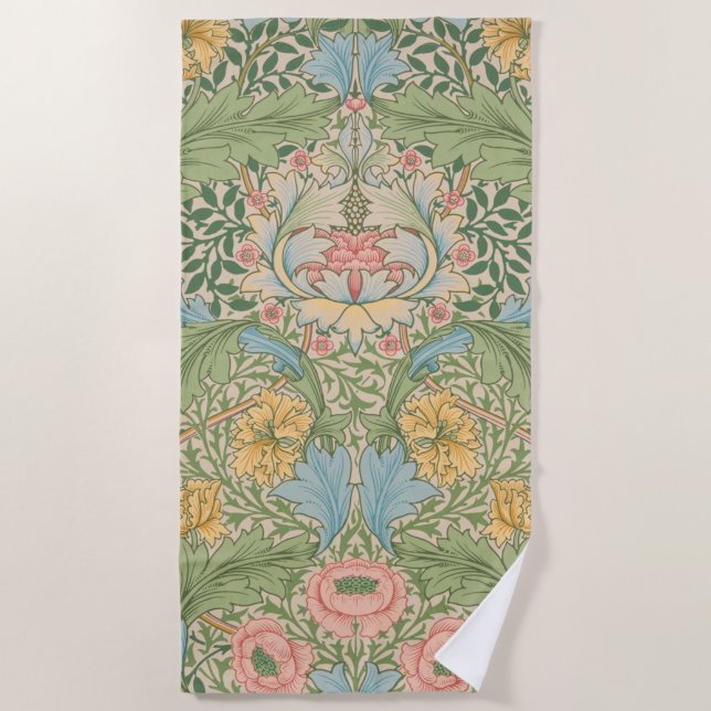 Serviette De Plage William Morris Myrtle Fleur Floral Botanique (Devant)