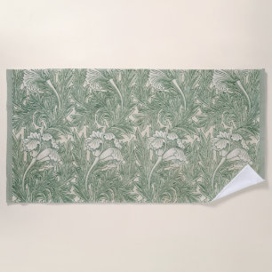 Serviette De Plage William Morris tulip fond textile vert