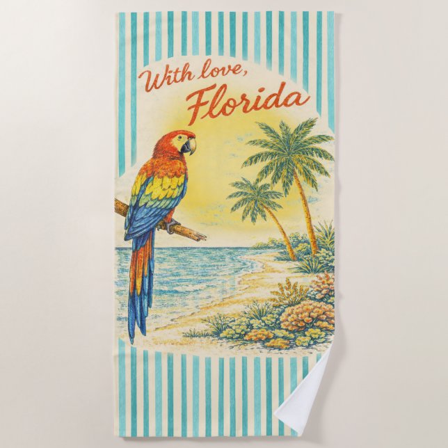 Serviette De Plage With Love Florida Parrot Beach Towel (Devant)