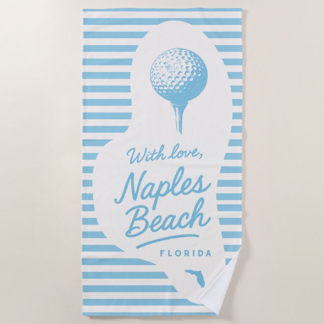 Serviette De Plage With Love Naples Beach Golf Tee Towel (Devant)