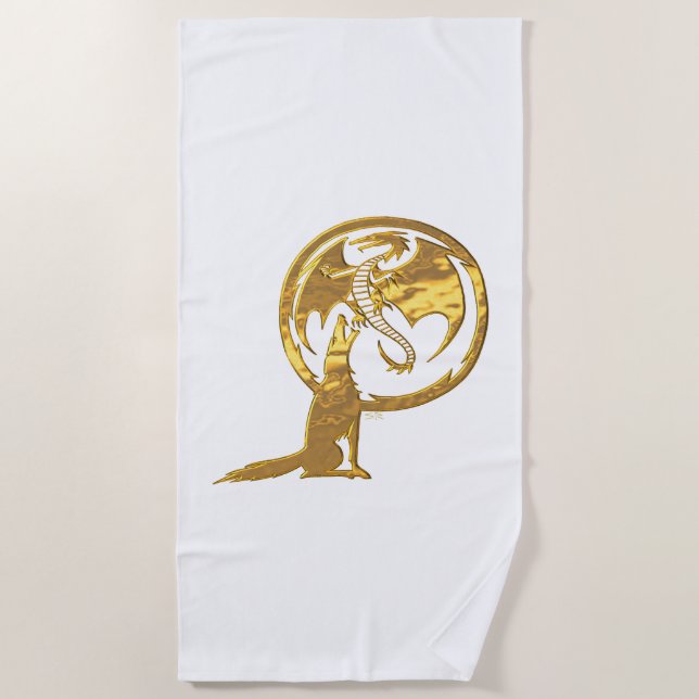 Serviette de plage Wolf & Dragon Gold (Devant)