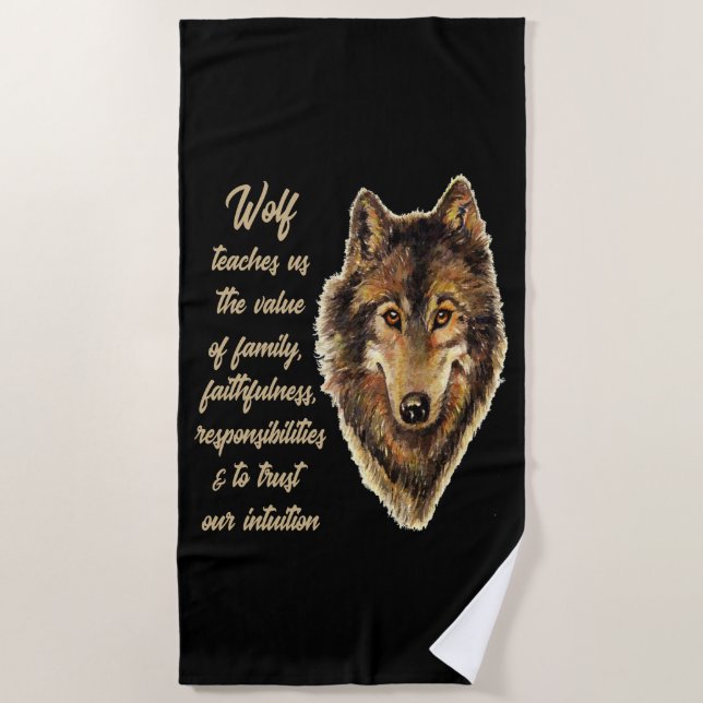 Serviette De Plage Wolf Totem Animal Spirit Guide pour l'inspiration (Devant)