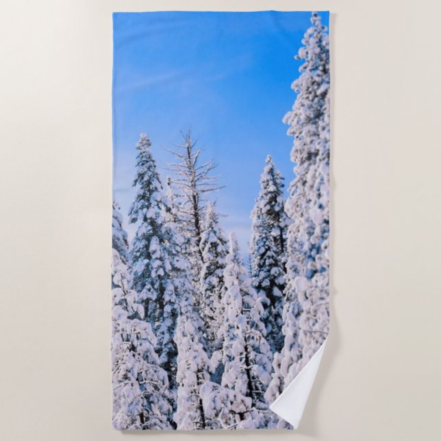 Serviette De Plage Wonderland Pine Trees en Neige (Devant)