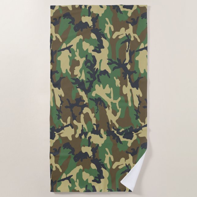 Serviette De Plage Woodlands Camouflage Outdoorsman Cadeau (Devant)