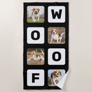 Serviette De Plage Woof Photo personnalisée Collage de photos chien d