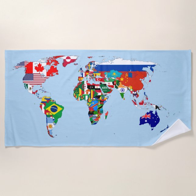 Serviette De Plage World Map of Flags Beach Towel (Devant)