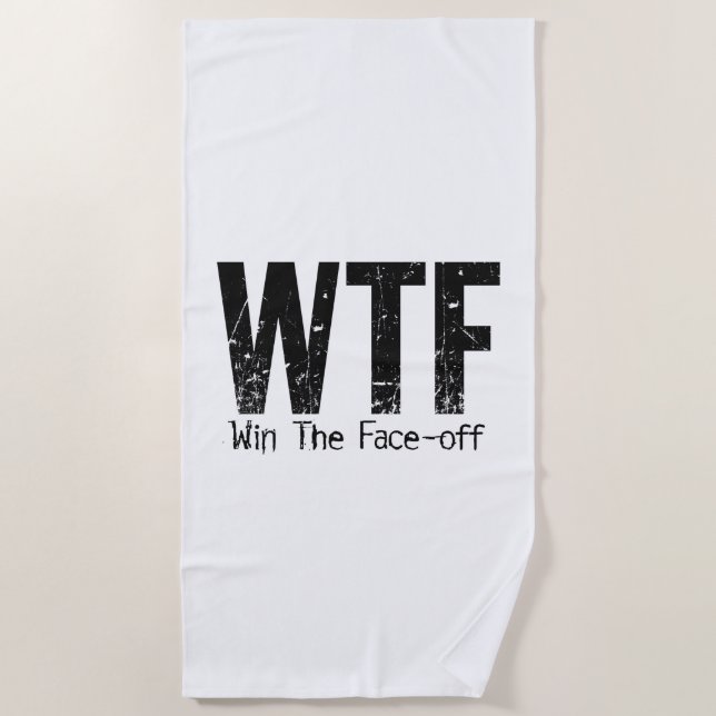Serviette De Plage WTF : Gagnez le visage off (hockey) (Devant)