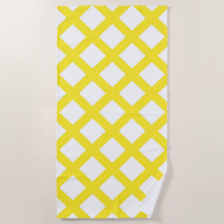 Serviette De Plage Yellow White Checker Diamond Pattern