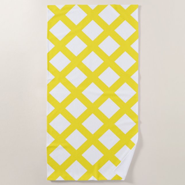 Serviette De Plage Yellow White Checker Diamond Pattern (Devant)