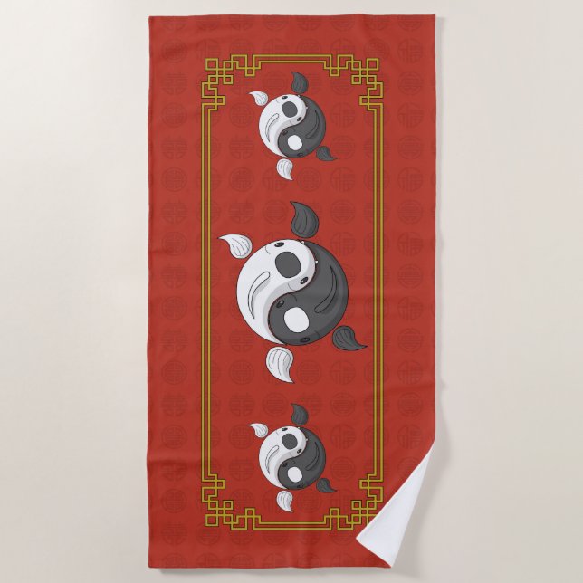 Serviette De Plage Yin et Yang le Koi Beach Towel (Devant)