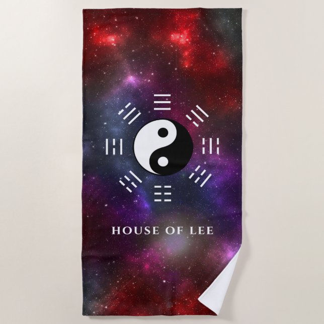 Serviette De Plage Yin Yang avec Symboles de trigramme Bagua I-Ching (Devant)