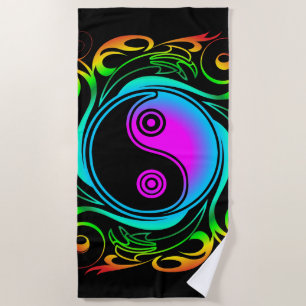 Serviette De Plage Yin Yang Psychedelic Rainbow Tattoo